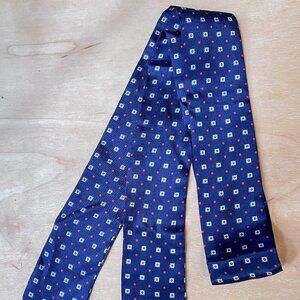 Vintage Head Scarf Silk Navy Hair Accessory headband School Girl style